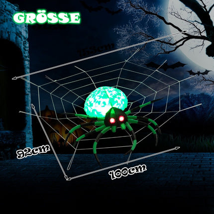 Inflatable Halloween spider with spider web spider with rotating LED light