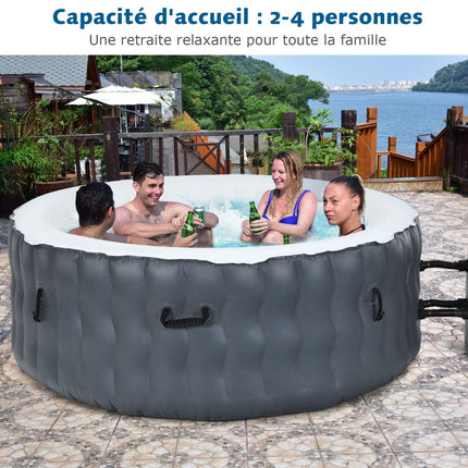 Inflatable Hot Tub, 4-Person, 108 Bubble Jets, Grey