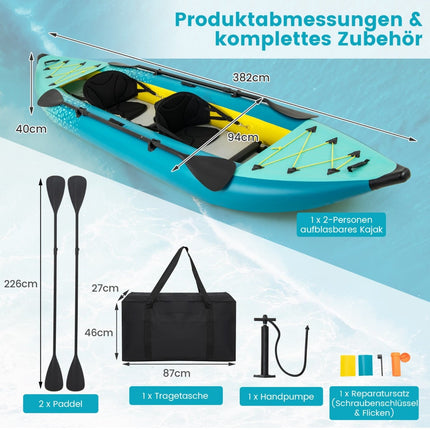 Inflatable Kayak Set with Aluminum Paddles & EVA Seats