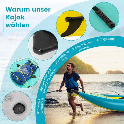 Inflatable Kayak Set with Aluminum Paddles & EVA Seats