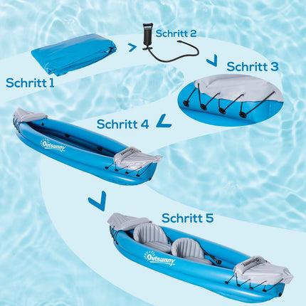 Inflatable 2-person kayak, PVC, blue/grey, air chamber