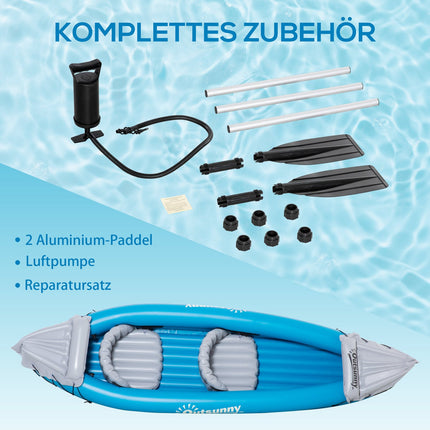 Inflatable 2-person kayak, PVC, blue/grey, air chamber