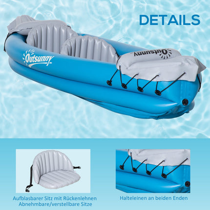 Inflatable 2-person kayak, PVC, blue/grey, air chamber