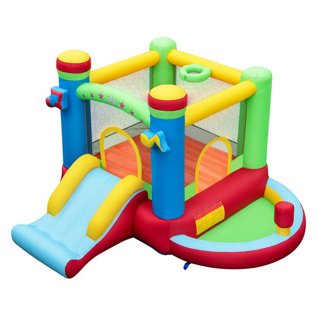 Inflatable Kids Bounce House with Slide & Basketball Hoop
