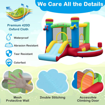 Inflatable Kids Bounce House with Slide & Basketball Hoop