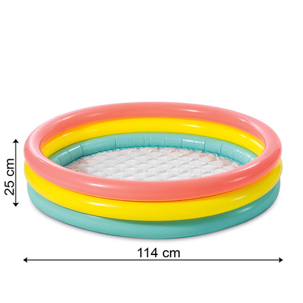 Inflatable Kids Pool, 114x25 cm, Rainbow, 3 Rings