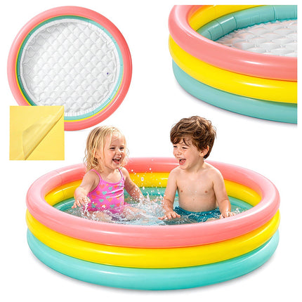Inflatable Kids Pool, 114x25 cm, Rainbow, 3 Rings