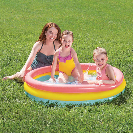 Inflatable Kids Pool, 114x25 cm, Rainbow, 3 Rings
