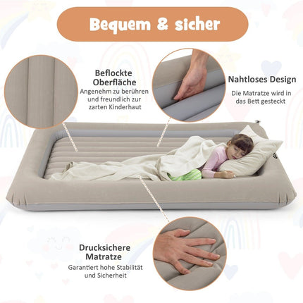 Inflatable Kids Travel Bed with Electric Pump & Bag