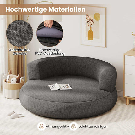 Inflatable Lounger Sofa with Removable Cover, Grey