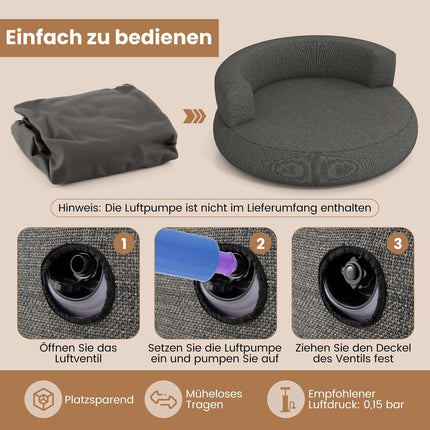 Inflatable Lounger Sofa with Removable Cover, Grey