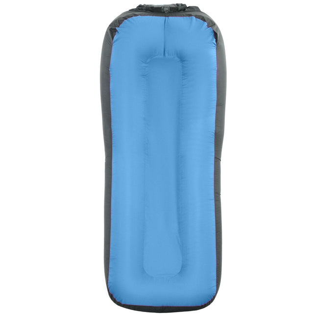 Blue waterproof inflatable sun lounger, self-inflating, 200 kg capacity