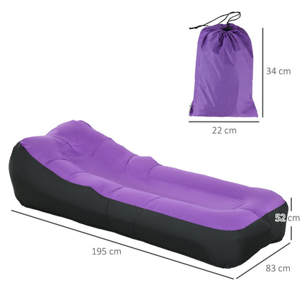 Inflatable waterproof sun lounger, self-inflating, 200 kg capacity