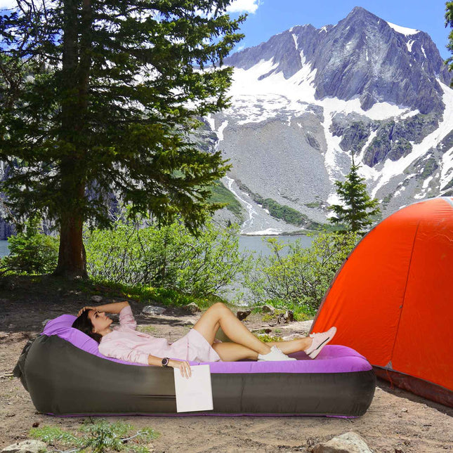 Inflatable waterproof sun lounger, self-inflating, 200 kg capacity