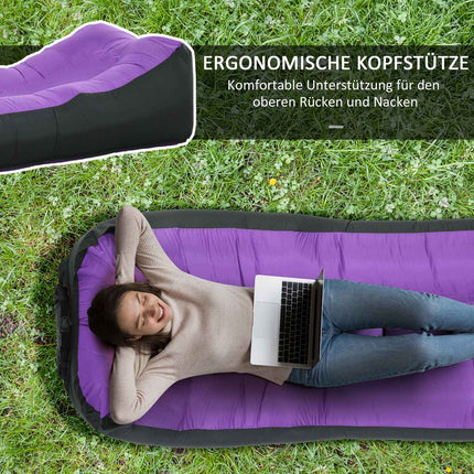 Inflatable waterproof sun lounger, self-inflating, 200 kg capacity