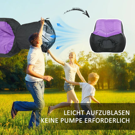 Inflatable waterproof sun lounger, self-inflating, 200 kg capacity