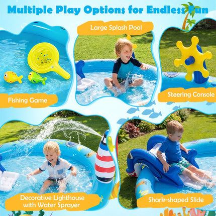 Inflatable Marine Play Center, Shark Slide, Sprayer