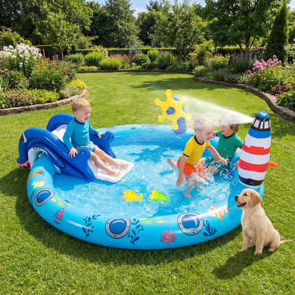 Inflatable Marine Play Center, Shark Slide, Sprayer