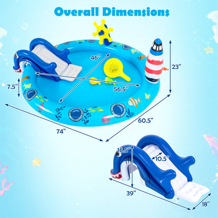 Inflatable Marine Play Center, Shark Slide, Sprayer