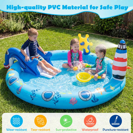 Inflatable Marine Play Center, Shark Slide, Sprayer