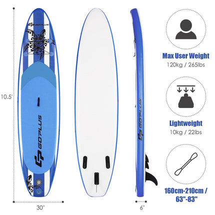 Inflatable Paddle Board 10.6 ft, Adjustable Paddle, Pump