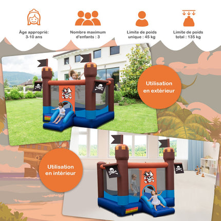 Inflatable Pirate Bouncy Castle With Slide, Hoop, Blower
