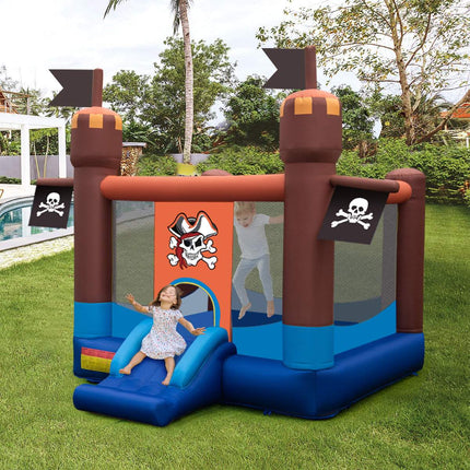 Inflatable Pirate Bouncy Castle With Slide, Hoop, Blower