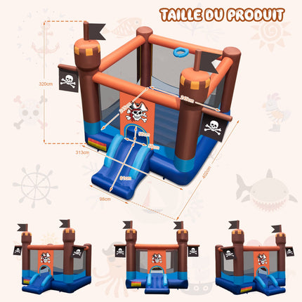 Inflatable Pirate Bouncy Castle With Slide, Hoop, Blower