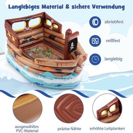 Inflatable Pirate Ship Playhouse Inflatable Play Landscape with Built-in Motor 203 x 138 x 138 cm Multi-colored