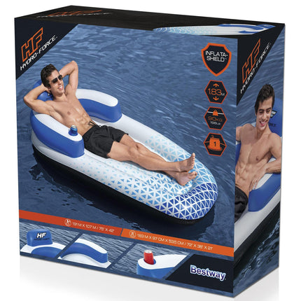 Inflatable Pool Lounge with Cup Holder, 1.91m x 1.07m