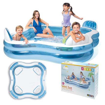 Inflatable Pool with Seats, 4-Person, 229x229x66 cm