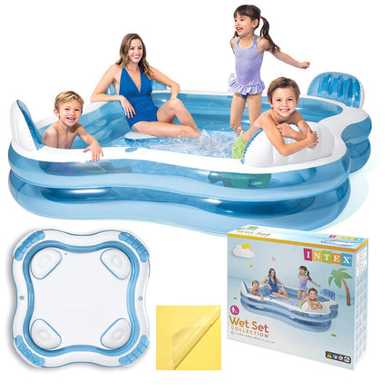 Inflatable Pool with Seats, 4-Person, 229x229x66 cm