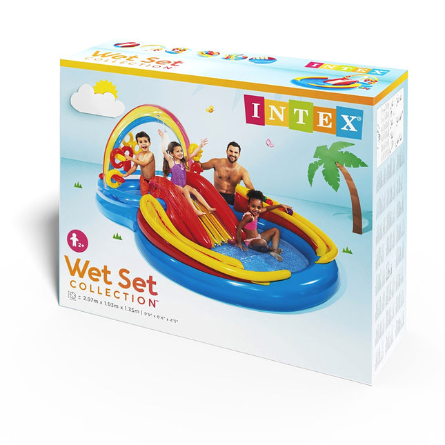 Inflatable Rainbow Water Playground with Slide and Fountain