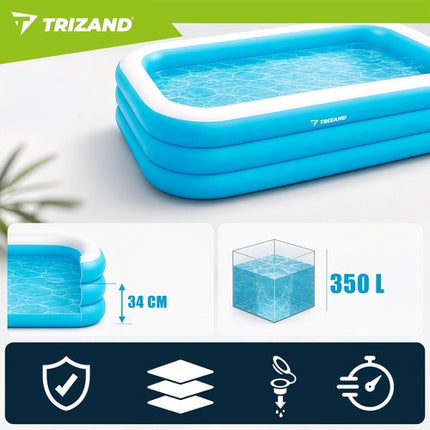 Inflatable Rectangular Garden Pool 185x130x50 cm