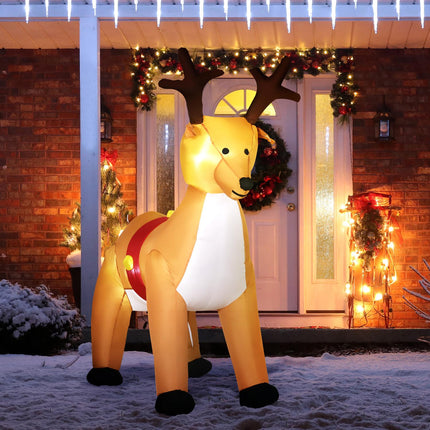 Inflatable Reindeer, 1.8m, LED Lights, Auto-Inflate