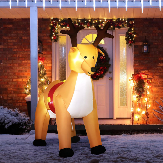 Inflatable Reindeer, 1.8m, LED Lights, Auto-Inflate