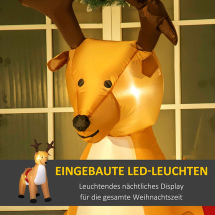 Inflatable Reindeer, 1.8m, LED Lights, Auto-Inflate