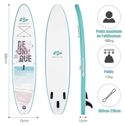 Inflatable SUP Board 320 cm, Paddle Pump Backpack Set