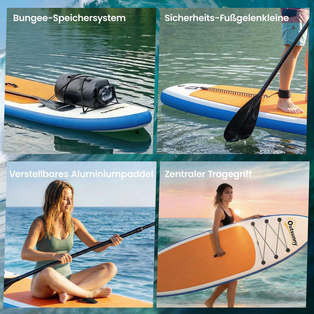 Inflatable SUP Board Set with Paddle, Fin, and Backpack