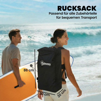 Inflatable SUP Board Set with Paddle, Fin, and Backpack