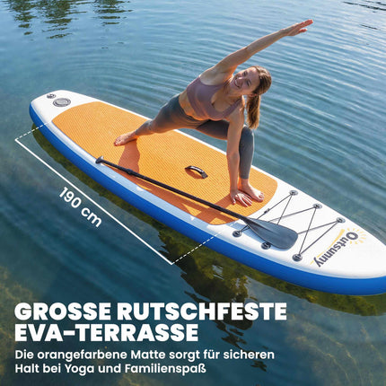 Inflatable SUP Board Set with Paddle, Fin, and Backpack