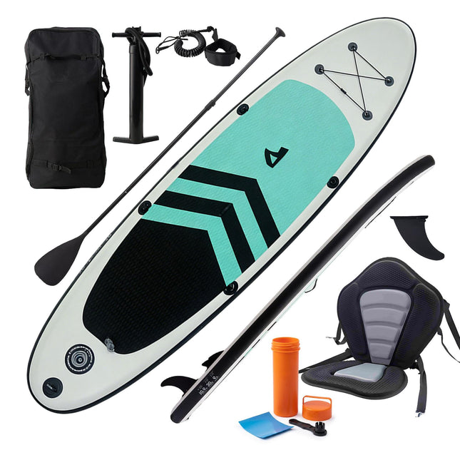 Inflatable SUP Board with Kayak Seat, Paddle & Pump