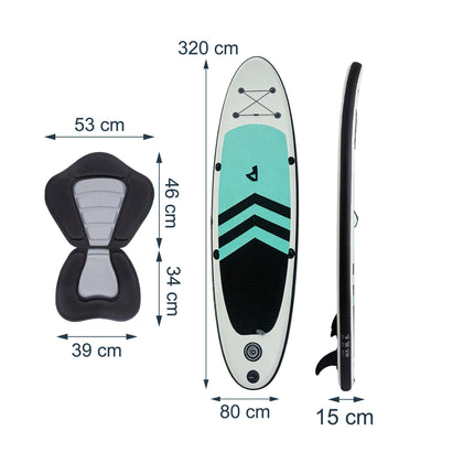 Inflatable SUP Board with Kayak Seat, Paddle & Pump