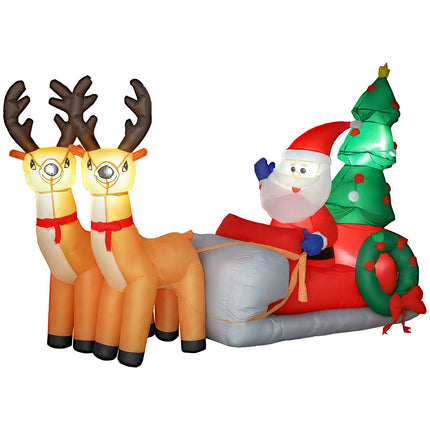 Inflatable Santa Sleigh with LED Lights, Polyester