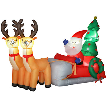 Inflatable Santa Sleigh with LED Lights, Polyester