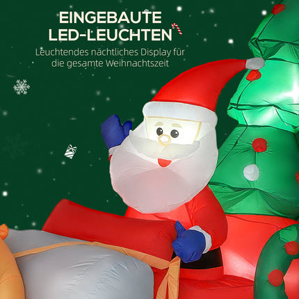 Inflatable Santa Sleigh with LED Lights, Polyester