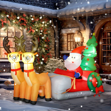 Inflatable Santa Sleigh with LED Lights, Polyester