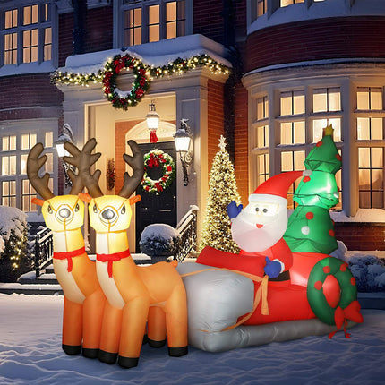 Inflatable Santa Sleigh with LED Lights, Polyester