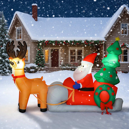 Inflatable Santa Sleigh with LED Lights, Polyester