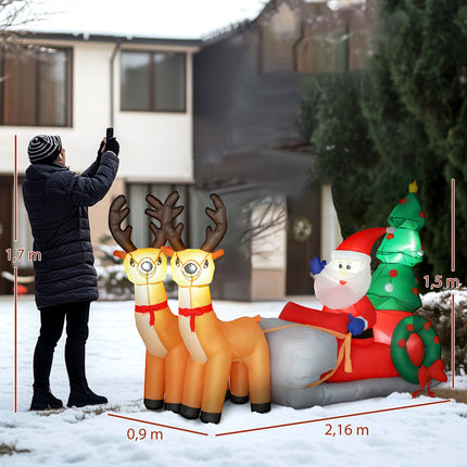 Inflatable Santa Sleigh with LED Lights, Polyester